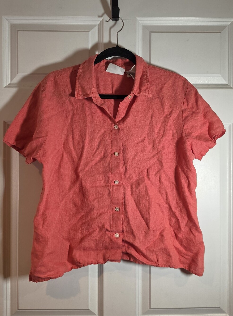 Liz Claiborne Coral Pink Linen Button Up Shirt L